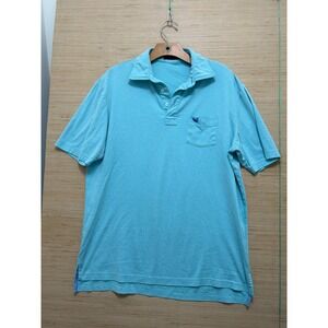 Southern Marsh Mens Light Blue Heathered Pique Short Sleeve Pocket Polo Shirt L